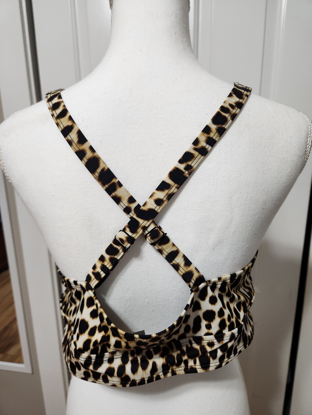 Torrid Leopard Print Crisscross Bikini Top - Beige/Black - Picture 2 of 5